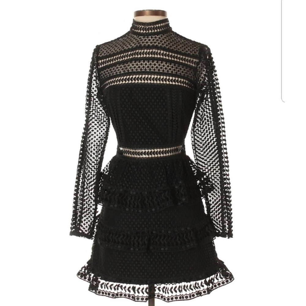 SELF-PORTRAIT: Lace Long Sleeve Dress